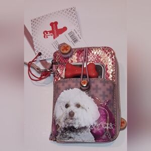 BICHON Dog Wristlet WALLET with Bone Charm